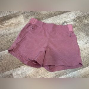 Women's Mauve Athletic Shorts, Elastic Side/Back Waist, Back & Front Pockets